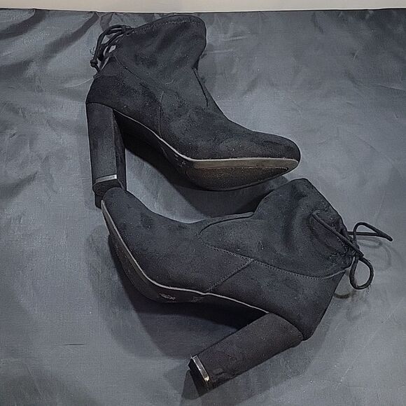 BAMBOO CHUNKY HEEL POINTED TOE WOMEN"S BOOTIE - Picture 8 of 15